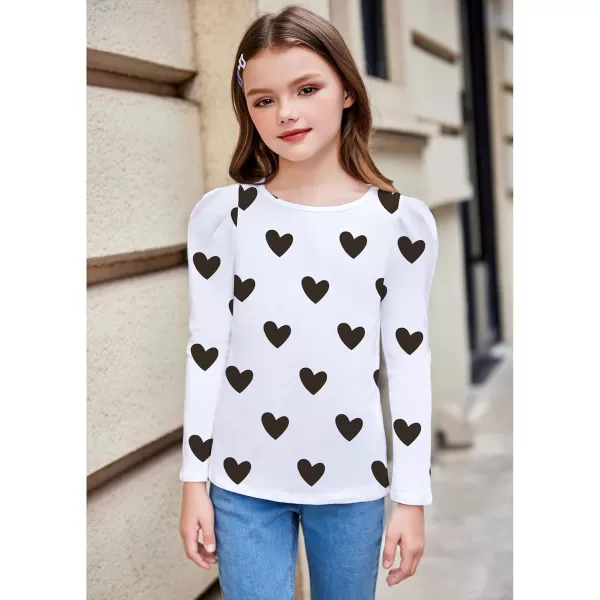Arshiner Girls Shirts Puff Long Sleeve Shirts Casual Crewneck Tops Tunic Blouse