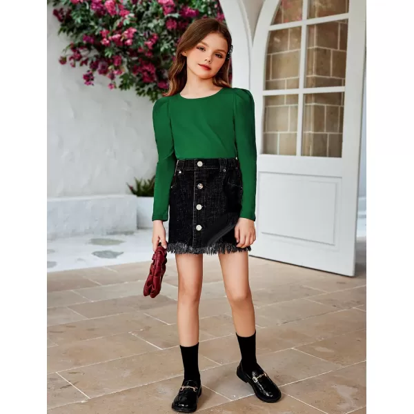 Arshiner Girls Shirts Puff Long Sleeve Shirts Casual Crewneck Tops Tunic Blouse