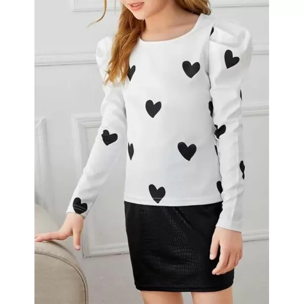 Arshiner Girls Shirts Puff Long Sleeve Shirts Casual Crewneck Tops Tunic Blouse