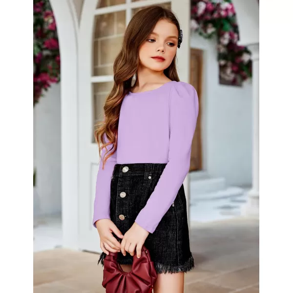 Arshiner Girls Shirts Puff Long Sleeve Shirts Casual Crewneck Tops Tunic Blouse