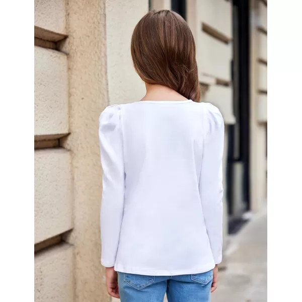 Arshiner Girls Shirts Puff Long Sleeve Shirts Casual Crewneck Tops Tunic Blouse