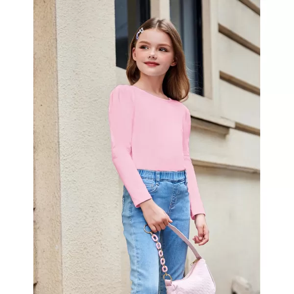 Arshiner Girls Shirts Puff Long Sleeve Shirts Casual Crewneck Tops Tunic Blouse