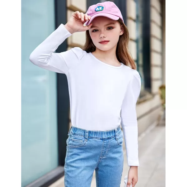 Arshiner Girls Shirts Puff Long Sleeve Shirts Casual Crewneck Tops Tunic Blouse