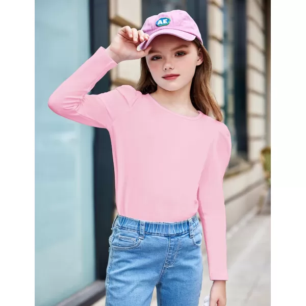 Arshiner Girls Shirts Puff Long Sleeve Shirts Casual Crewneck Tops Tunic Blouse