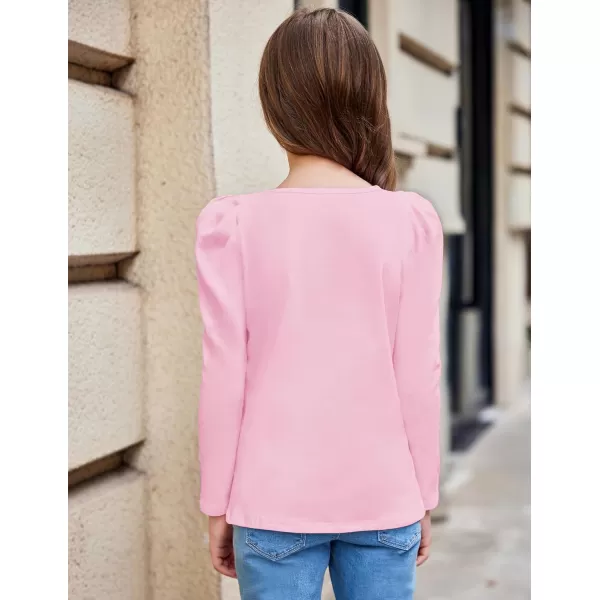 Arshiner Girls Shirts Puff Long Sleeve Shirts Casual Crewneck Tops Tunic Blouse