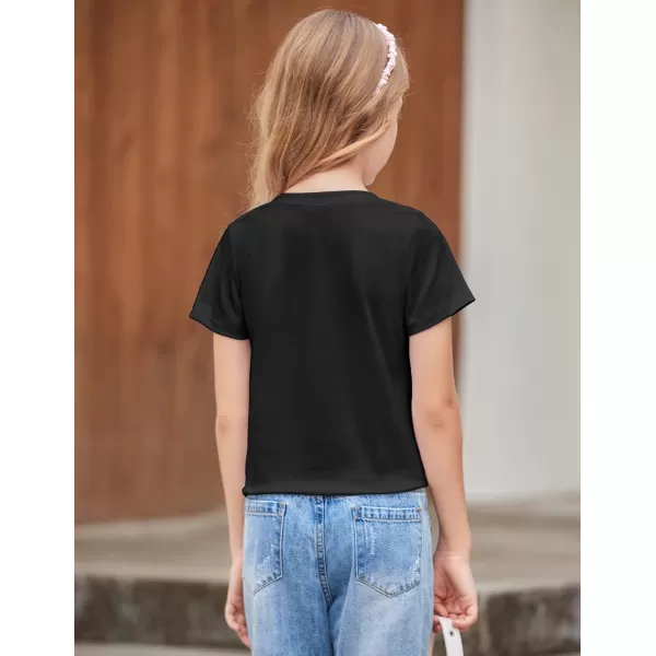Arshiner Girls Short Sleeve Shirts Tie Knot Front Tops T Shirts for Kids Crewneck Cute Casual Tie Dye Tee Blouse