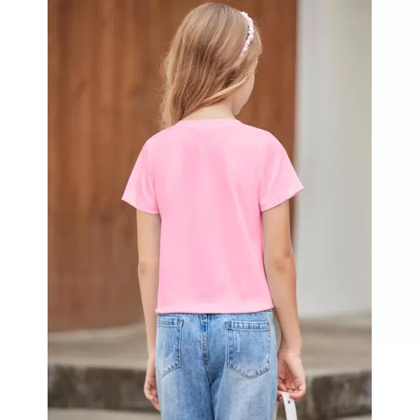 Arshiner Girls Short Sleeve Shirts Tie Knot Front Tops T Shirts for Kids Crewneck Cute Casual Tie Dye Tee Blouse