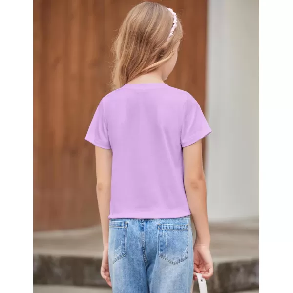 Arshiner Girls Short Sleeve Shirts Tie Knot Front Tops T Shirts for Kids Crewneck Cute Casual Tie Dye Tee Blouse