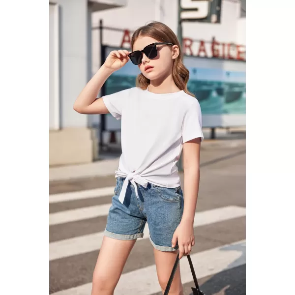 Arshiner Girls Short Sleeve Shirts Tie Knot Front Tops T Shirts for Kids Crewneck Cute Casual Tie Dye Tee Blouse