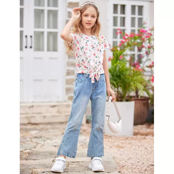 Arshiner Girls Short Sleeve Shirts Tie Knot Front Tops T Shirts for Kids Crewneck Cute Casual Tie Dye Tee Blouse