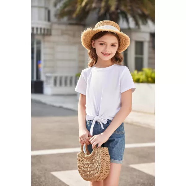 Arshiner Girls Short Sleeve Shirts Tie Knot Front Tops T Shirts for Kids Crewneck Cute Casual Tie Dye Tee Blouse