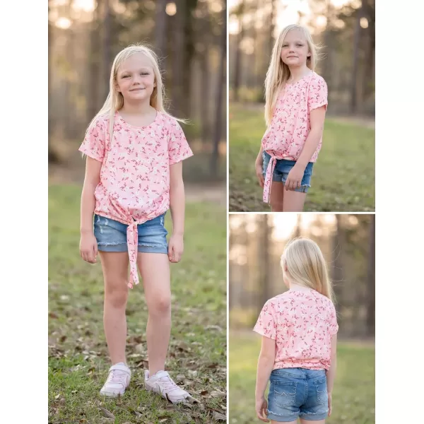 Arshiner Girls Short Sleeve Shirts Tie Knot Front Tops T Shirts for Kids Crewneck Cute Casual Tie Dye Tee Blouse