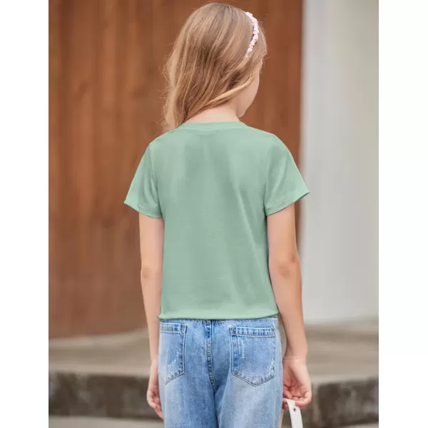 Arshiner Girls Short Sleeve Shirts Tie Knot Front Tops T Shirts for Kids Crewneck Cute Casual Tie Dye Tee Blouse