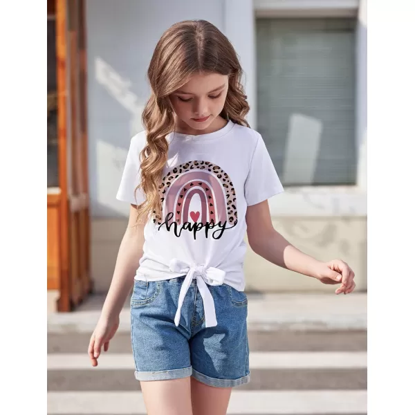 Arshiner Girls Short Sleeve Shirts Tie Knot Front Tops T Shirts for Kids Crewneck Cute Casual Tie Dye Tee Blouse