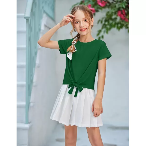 Arshiner Girls Short Sleeve Shirts Tie Knot Front Tops T Shirts for Kids Crewneck Cute Casual Tie Dye Tee Blouse