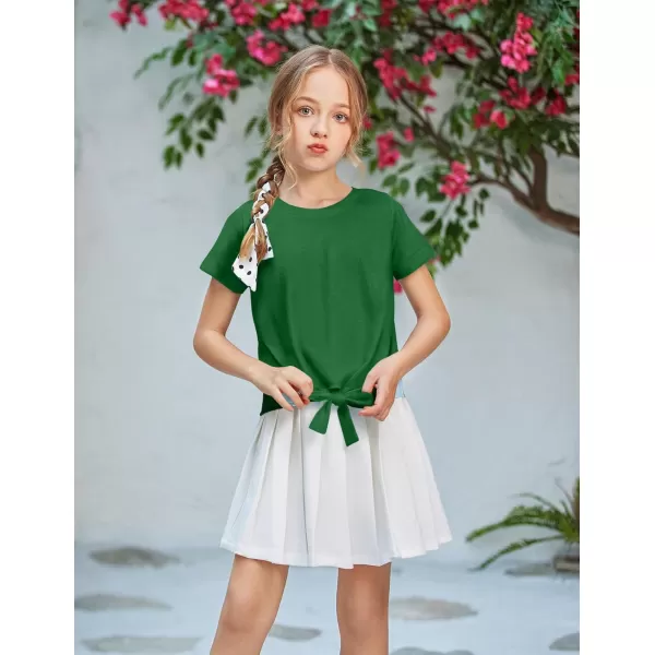 Arshiner Girls Short Sleeve Shirts Tie Knot Front Tops T Shirts for Kids Crewneck Cute Casual Tie Dye Tee Blouse