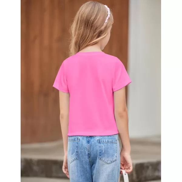 Arshiner Girls Short Sleeve Shirts Tie Knot Front Tops T Shirts for Kids Crewneck Cute Casual Tie Dye Tee Blouse
