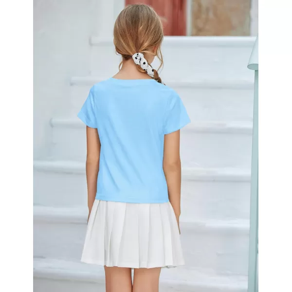 Arshiner Girls Short Sleeve Shirts Tie Knot Front Tops T Shirts for Kids Crewneck Cute Casual Tie Dye Tee Blouse