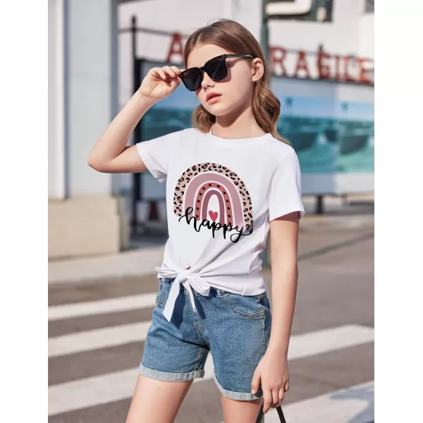 Arshiner Girls Short Sleeve Shirts Tie Knot Front Tops T Shirts for Kids Crewneck Cute Casual Tie Dye Tee Blouse