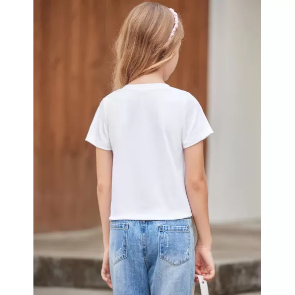 Arshiner Girls Short Sleeve Shirts Tie Knot Front Tops T Shirts for Kids Crewneck Cute Casual Tie Dye Tee Blouse