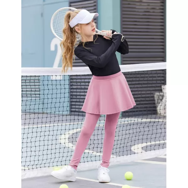Arshiner Girls Sports Skirted Leggings Casual Ruffle Skater Skirt with Athletic Pants Pantskirts