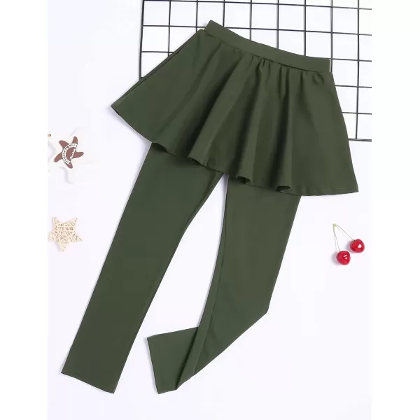 Arshiner Girls Sports Skirted Leggings Casual Ruffle Skater Skirt with Athletic Pants Pantskirts