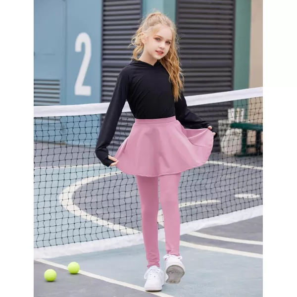 Arshiner Girls Sports Skirted Leggings Casual Ruffle Skater Skirt with Athletic Pants Pantskirts