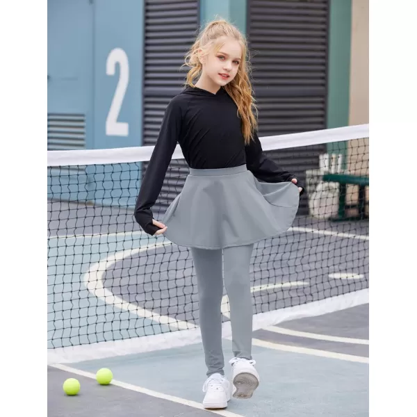 Arshiner Girls Sports Skirted Leggings Casual Ruffle Skater Skirt with Athletic Pants Pantskirts