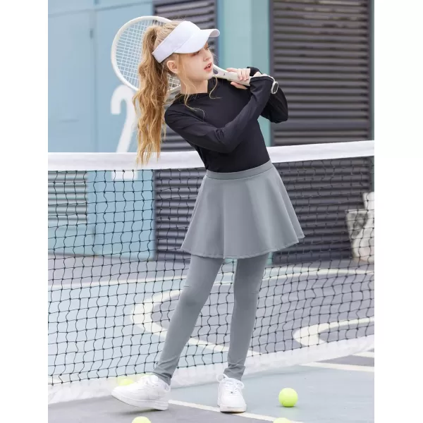 Arshiner Girls Sports Skirted Leggings Casual Ruffle Skater Skirt with Athletic Pants Pantskirts