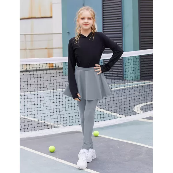 Arshiner Girls Sports Skirted Leggings Casual Ruffle Skater Skirt with Athletic Pants Pantskirts