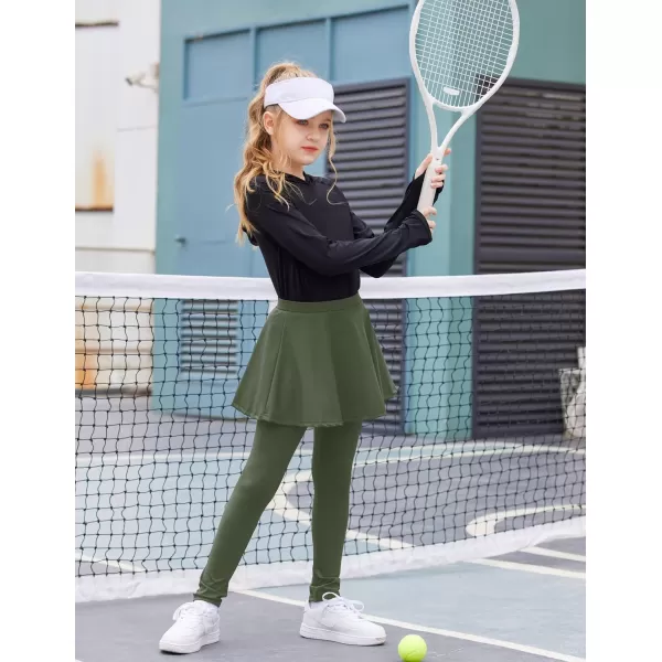 Arshiner Girls Sports Skirted Leggings Casual Ruffle Skater Skirt with Athletic Pants Pantskirts