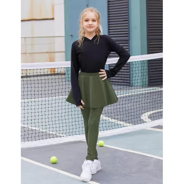 Arshiner Girls Sports Skirted Leggings Casual Ruffle Skater Skirt with Athletic Pants Pantskirts
