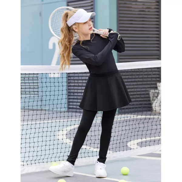 Arshiner Girls Sports Skirted Leggings Casual Ruffle Skater Skirt with Athletic Pants Pantskirts