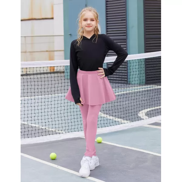 Arshiner Girls Sports Skirted Leggings Casual Ruffle Skater Skirt with Athletic Pants Pantskirts