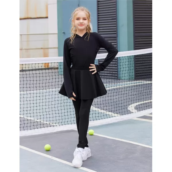 Arshiner Girls Sports Skirted Leggings Casual Ruffle Skater Skirt with Athletic Pants Pantskirts