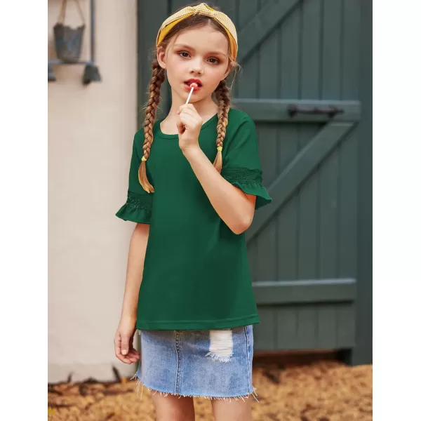Arshiner Girls T-Shirt Kids Casual Tunic Tops Lace Short Sleeve Loose Soft Blouse