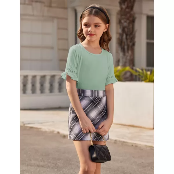 Arshiner Girls T-Shirt Kids Casual Tunic Tops Lace Short Sleeve Loose Soft Blouse