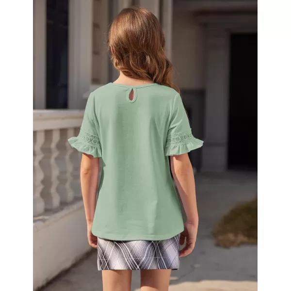 Arshiner Girls T-Shirt Kids Casual Tunic Tops Lace Short Sleeve Loose Soft Blouse