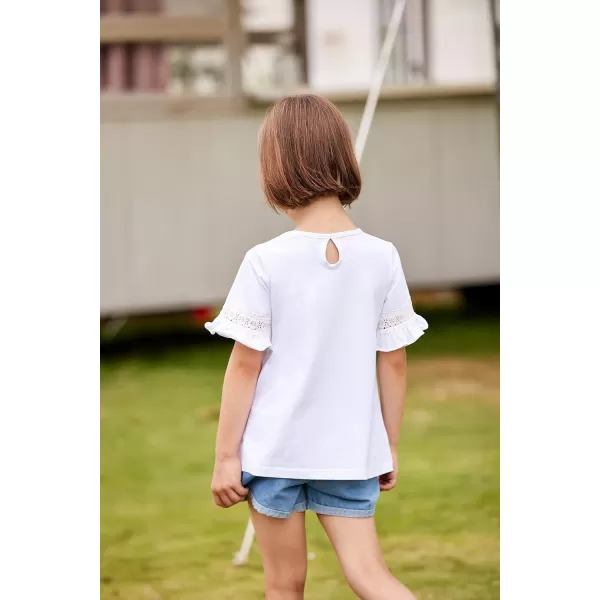 Arshiner Girls T-Shirt Kids Casual Tunic Tops Lace Short Sleeve Loose Soft Blouse