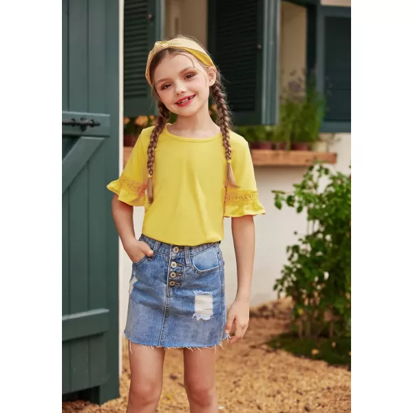Arshiner Girls T-Shirt Kids Casual Tunic Tops Lace Short Sleeve Loose Soft Blouse