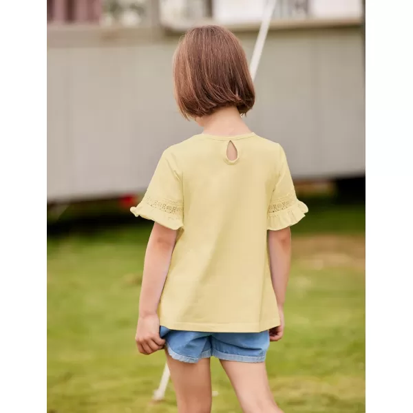 Arshiner Girls T-Shirt Kids Casual Tunic Tops Lace Short Sleeve Loose Soft Blouse