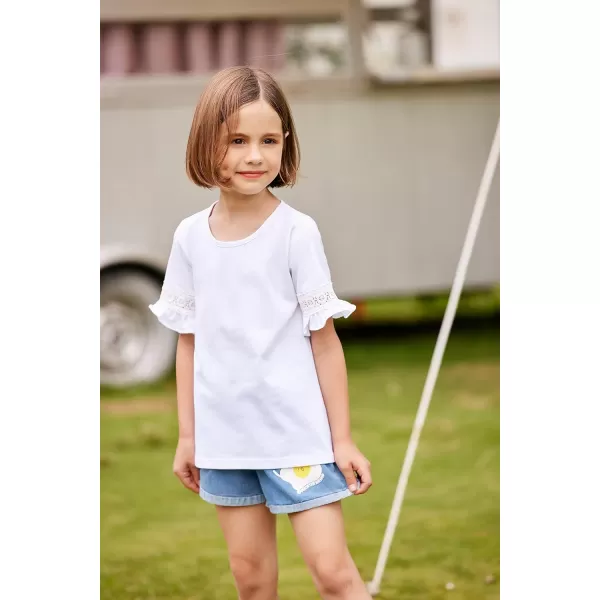 Arshiner Girls T-Shirt Kids Casual Tunic Tops Lace Short Sleeve Loose Soft Blouse