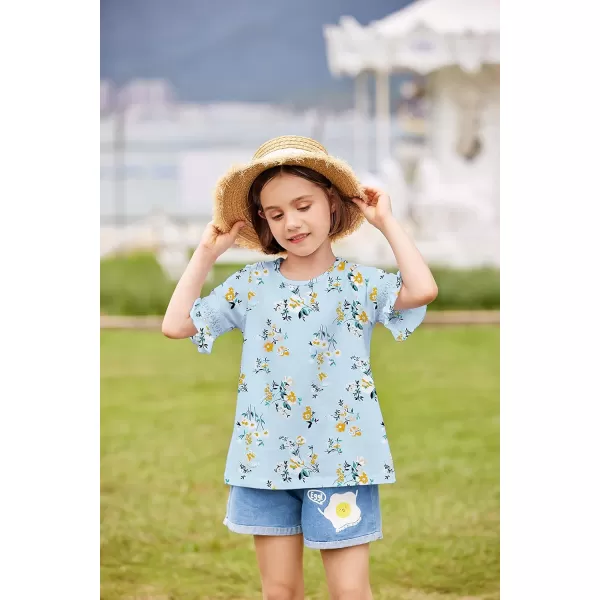 Arshiner Girls T-Shirt Kids Casual Tunic Tops Lace Short Sleeve Loose Soft Blouse