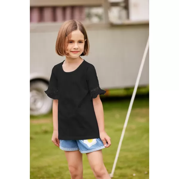 Arshiner Girls T-Shirt Kids Casual Tunic Tops Lace Short Sleeve Loose Soft Blouse