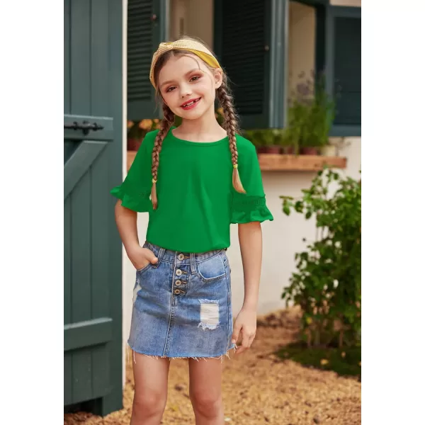 Arshiner Girls T-Shirt Kids Casual Tunic Tops Lace Short Sleeve Loose Soft Blouse