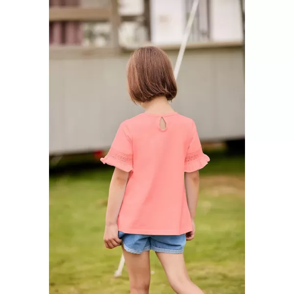 Arshiner Girls T-Shirt Kids Casual Tunic Tops Lace Short Sleeve Loose Soft Blouse