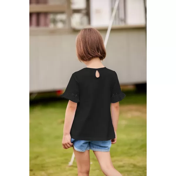Arshiner Girls T-Shirt Kids Casual Tunic Tops Lace Short Sleeve Loose Soft Blouse
