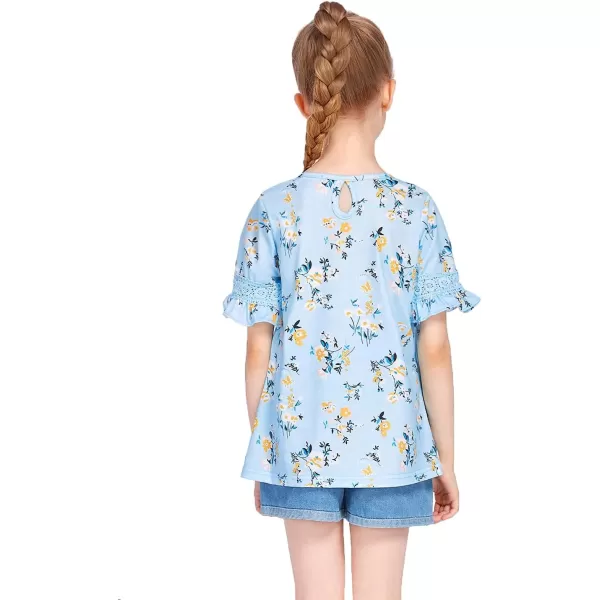 Arshiner Girls T-Shirt Kids Casual Tunic Tops Lace Short Sleeve Loose Soft Blouse