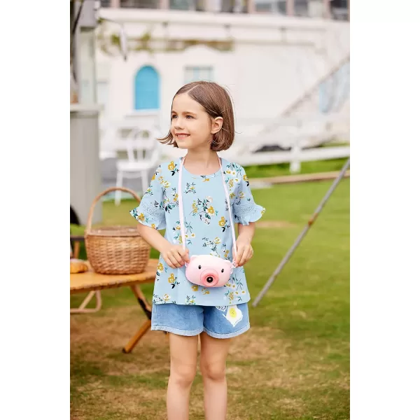 Arshiner Girls T-Shirt Kids Casual Tunic Tops Lace Short Sleeve Loose Soft Blouse