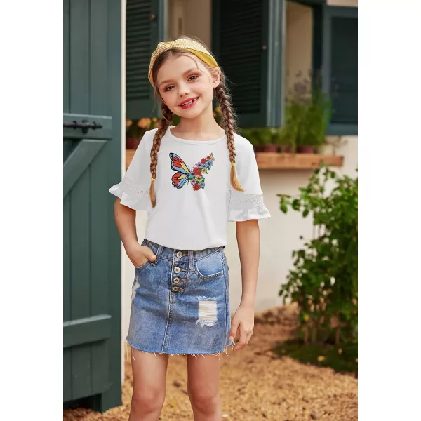 Arshiner Girls T-Shirt Kids Casual Tunic Tops Lace Short Sleeve Loose Soft Blouse